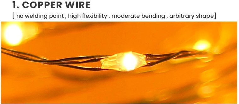 1m White LED Copper Wire String Light