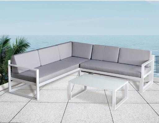 Brushed Aluminum Patio Sofa Set Poly Wood Patio Garden Sofa Furniture