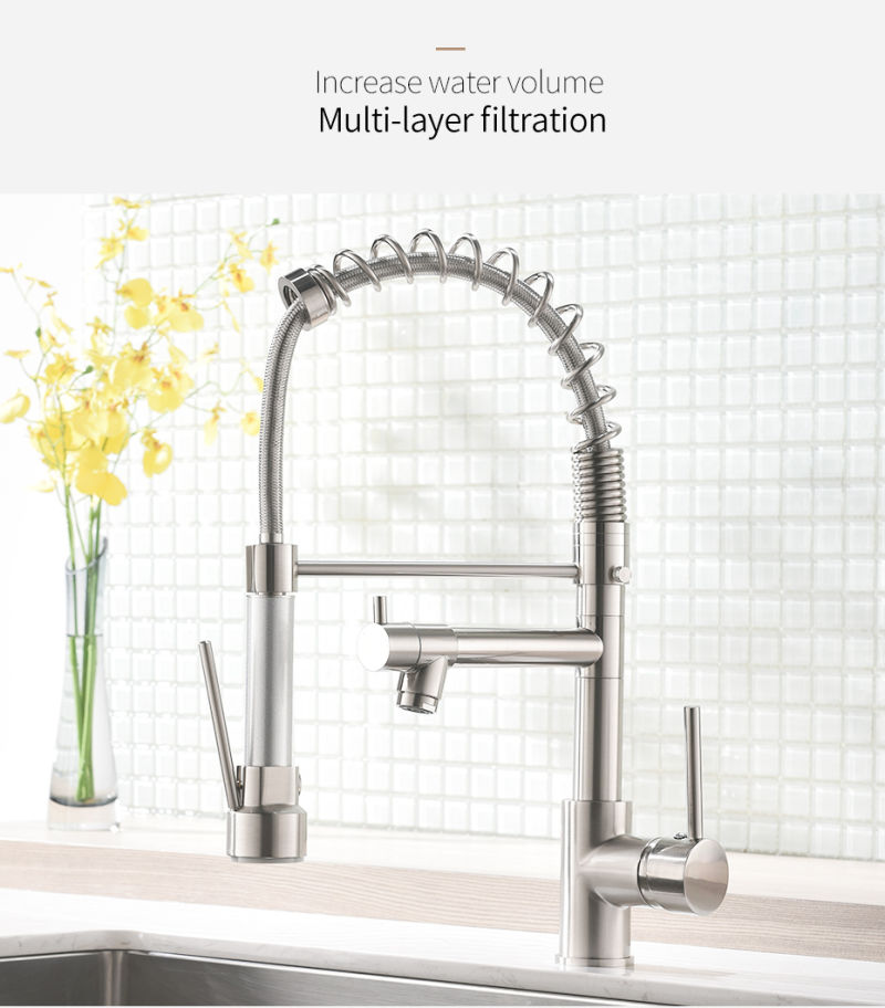 Flg Brass Brushed Nickel Pull Down Kitchen Faucet Mixer