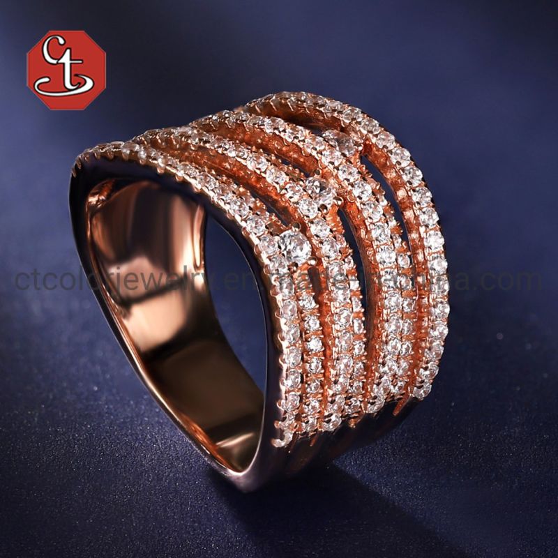 Fashion Cubic Zircon Jewelry Shiny Brass Ring