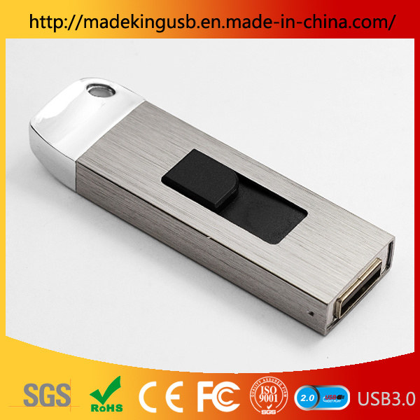 Aluminum Alloy Brushed Metal Push-Pull USB3.0 High-Speed Custom USB Flash Drive