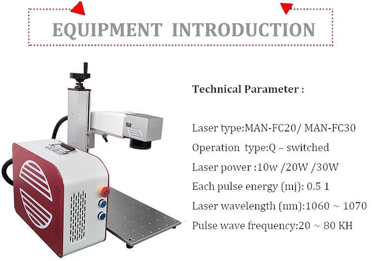 Air Cooling System Fiber Laser Marking Machine for Brass Metal Aluminum