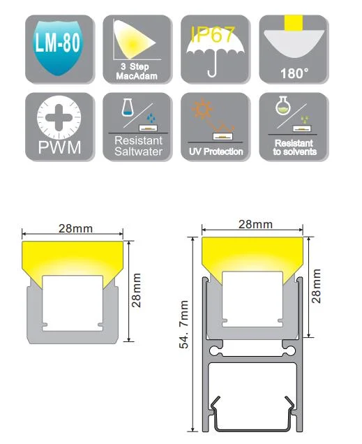 Waterproof IP68 Outdoor LED Profile for LED Strips Aluminum LED Channel Aluminium LED Lighting Profile