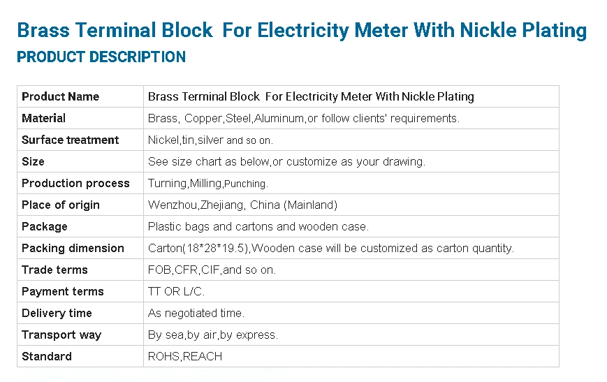 Made-in-China Meter Box Brass Terminal Block Terminal Strips for Electricity Industry