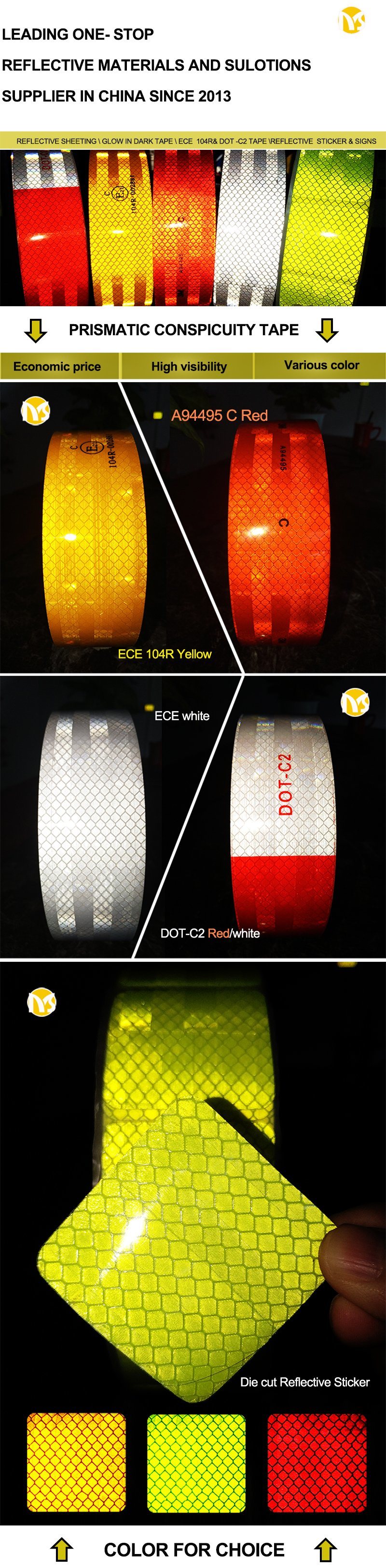 Cinta Reflector 3m ECE 104r Reflective PVC Reflectivity Roll Tape