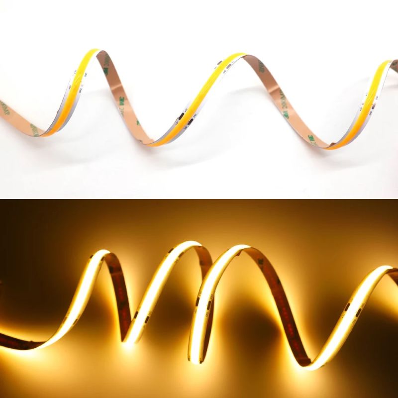 COB LED Strip DC 12V/24V Flexible COB Strip for Home/ Hotel/ Decorative Lighting