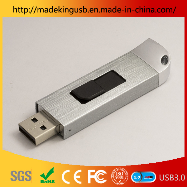 Aluminum Alloy Brushed Metal Push-Pull USB3.0 High-Speed Custom USB Flash Drive