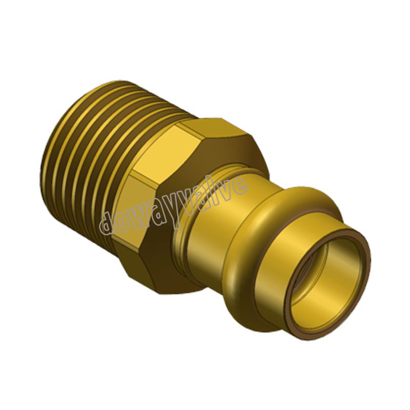 Brass Roll Grove to Copper Adapter Press Fitting