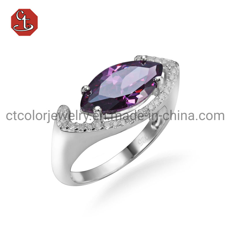 Wedding Rings with Ruby/Black Stone 925 Sterling Silver Inlaid CZ