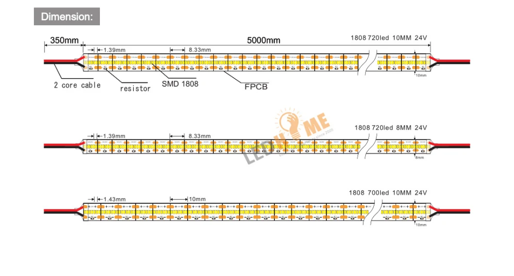 Newest LED SMD Strip Width 3mm LED Strip for LED Lighting