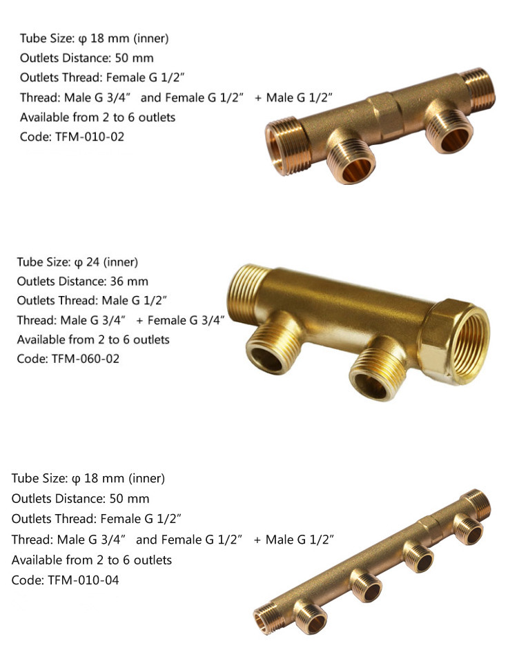 4 Ways Brass Nickel Plated Pex Pipe Brass Manifold