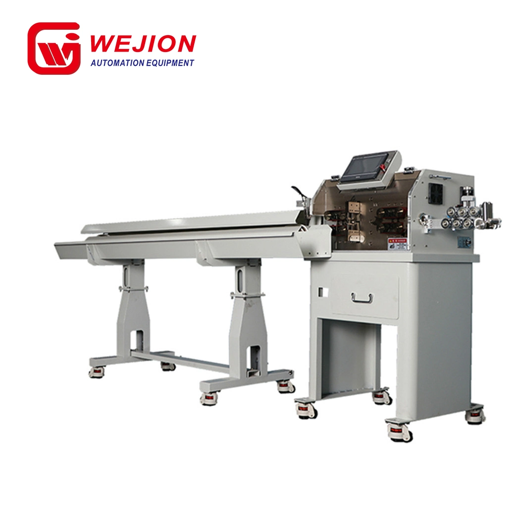 WJ3028 Electric multicore sheathed copper cable wire cut and strip machine with wire take up frame