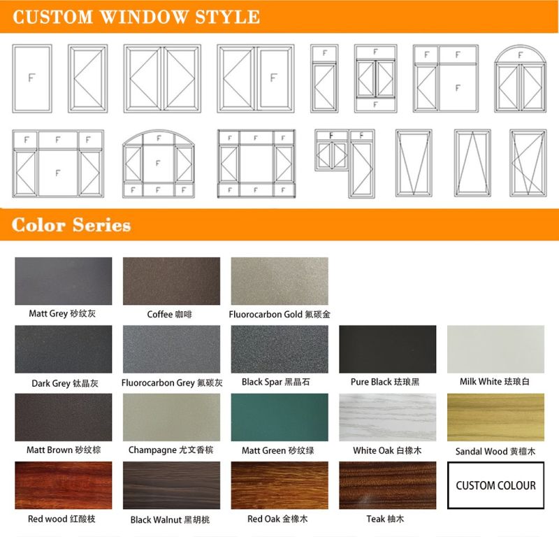 Metal Window Double Glass Aluminum Windows Aluminium Bronze Windows