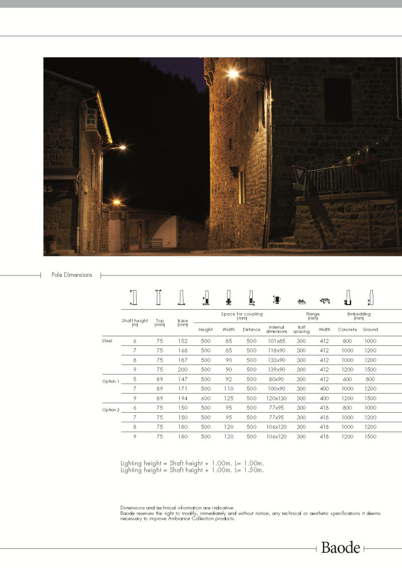 Ce Galvanized Steel/Metal Solar LED Street Lighting/Light Lamp Mast/Pillar/Column/Poles (DG-12)