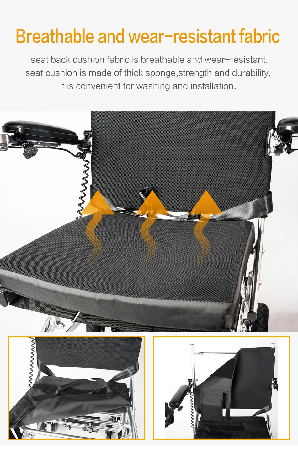 Jinmed Lightweight Electric Folding Wheelchair for Elders and Disabled People