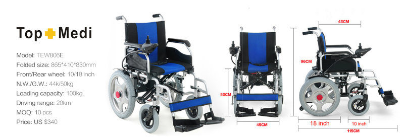 Health Care Product Fold Electric Motor Power Drive Wheelchair for Handicapped