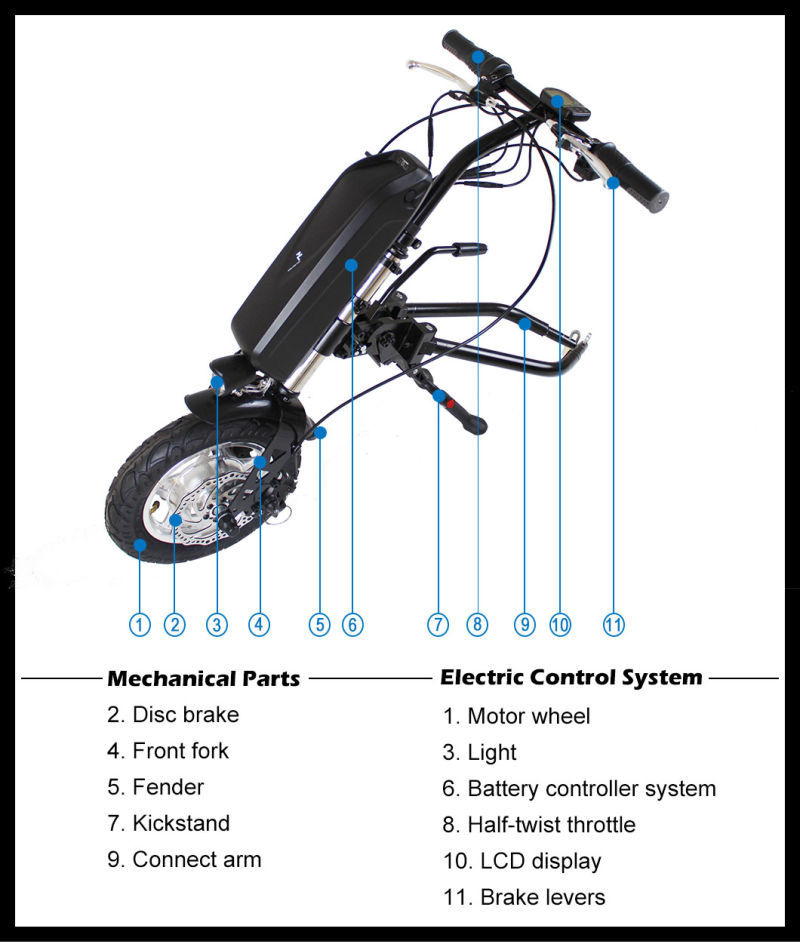 Cheap Price Electric Motor 350W Attachment Handcycle for Wheelchair