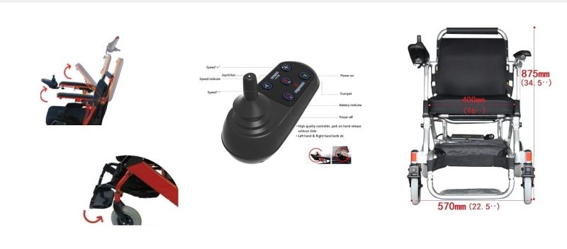 Foldable Electric Wheelchair with Armrest Liftable for Rehabilitation Patient OEM