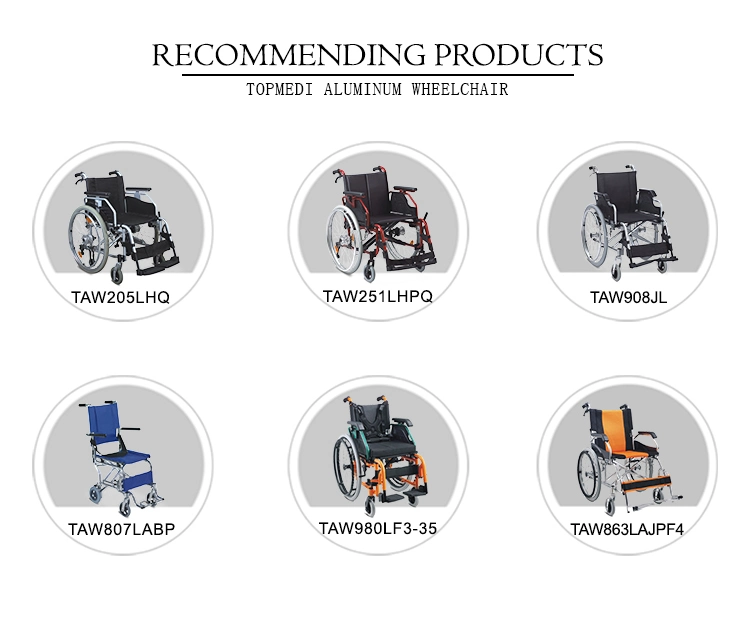 Topmedi Aluminium Alloy Light Weight Foldable Manual Wheelchair