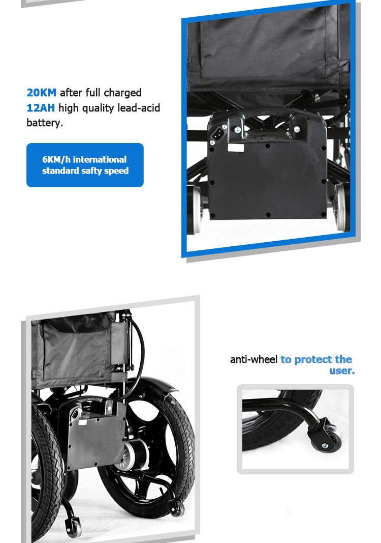 Handicapped Folding Motorized Automatic Motor Power Electric Wheelchair for Disabled