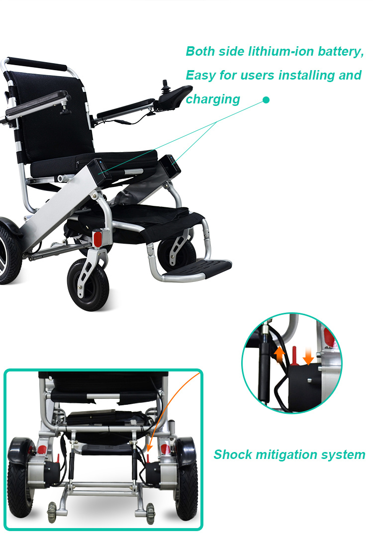 180W Brushless Motor Wheelchair Handicapped Travelling Electric Wheelchair