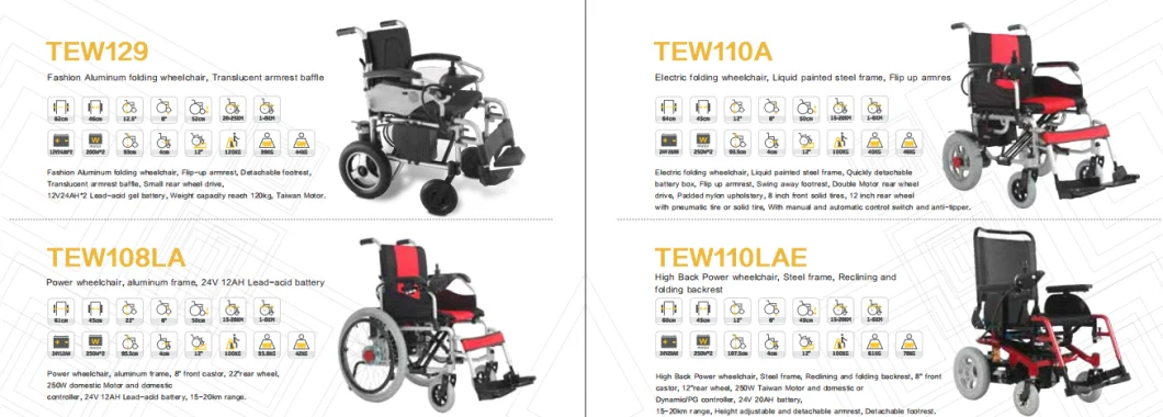 Handicapped Folding Motorized Automatic Motor Power Electric Wheelchair for Disabled