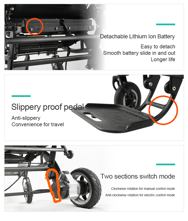 D20 Carbon Fiber Light Compositer Motor Electric Folding Wheelchairs