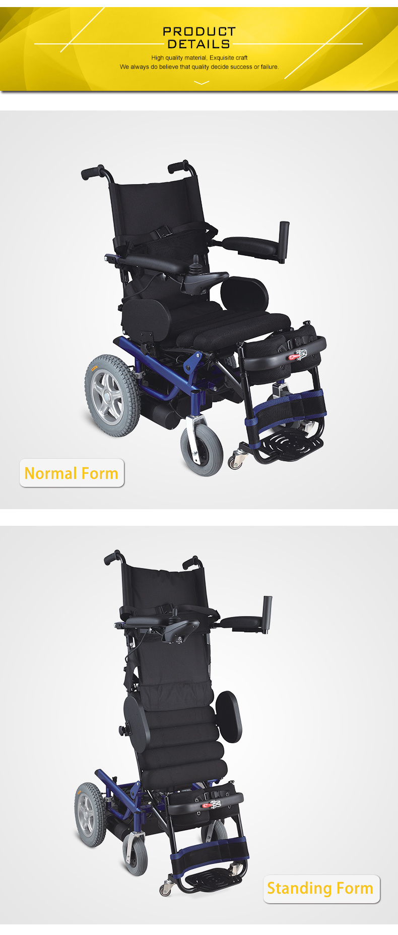 China Wheelchair Handicapped Electric Standing Wheelchair for Disabled