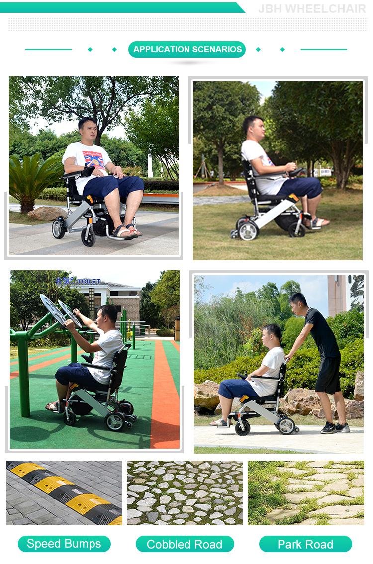 Light Motorized Folding Electric Wheelchair with 180W Brushless Motors