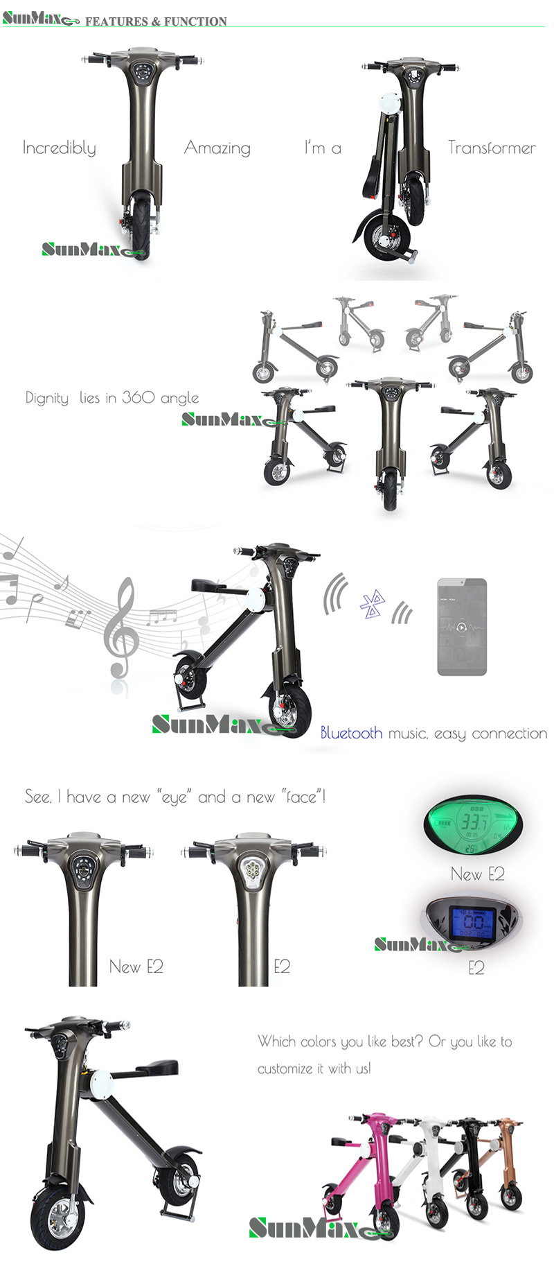 Intelligent USB Bluetooth Folding Electric Scooter