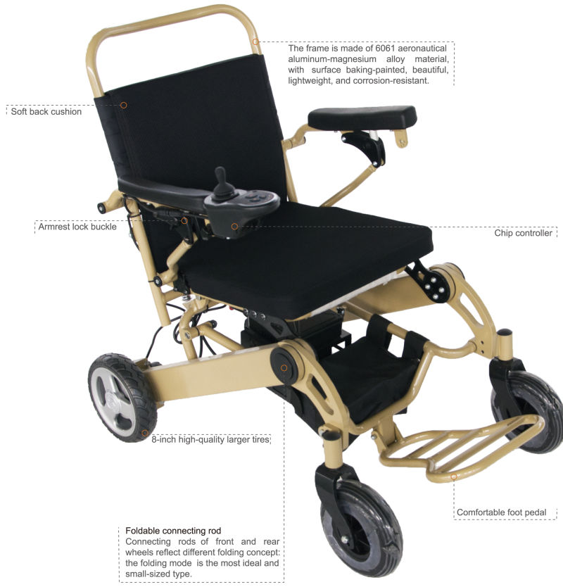 P5 24V 10ah Power Wheelchair Lightweight Electric Wheelchair for Heavy People Motor Kit