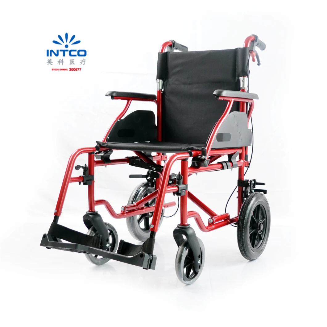 Medical Equipment Foldable Aluminum Wheelchair with Attendant Hank Brakes