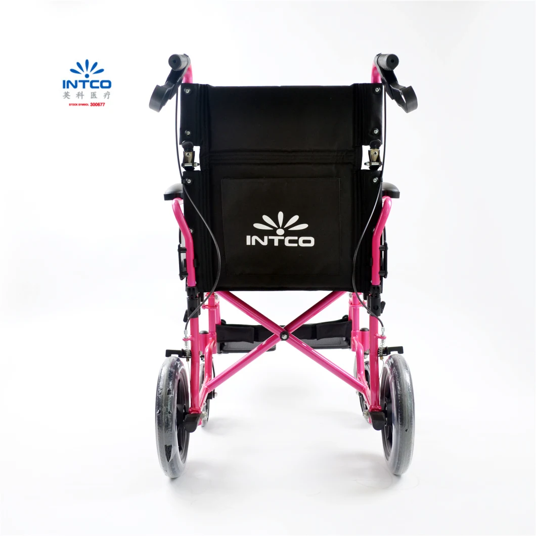 Medical Equipment Compact Aluminum Wheelchair with Attendant Hand Brakes