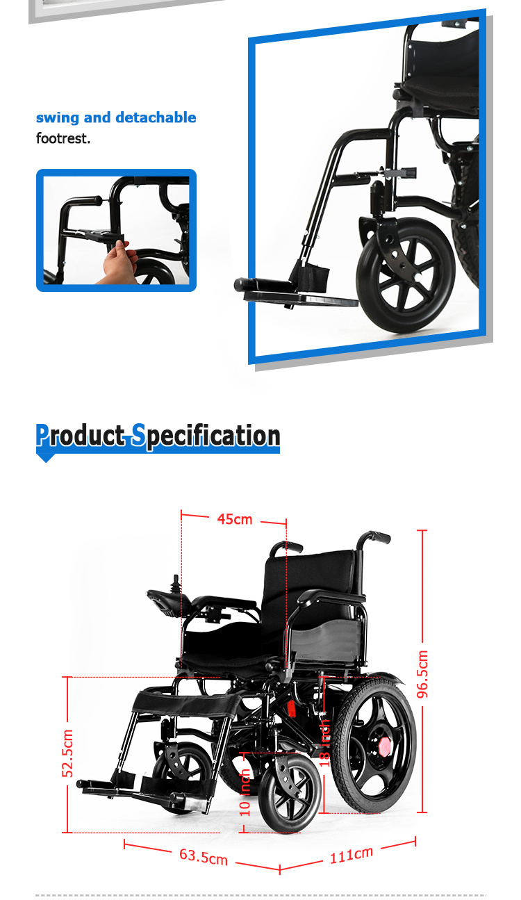 Health Care Supplies Folding Electric Disabled Wheelchairs for Sale