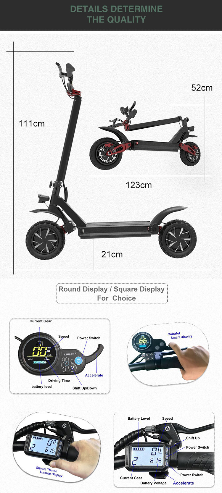 10 Inch Kick Electrico Scooters 3600W Dual Motor Electrical Scooter with Double Charging Port