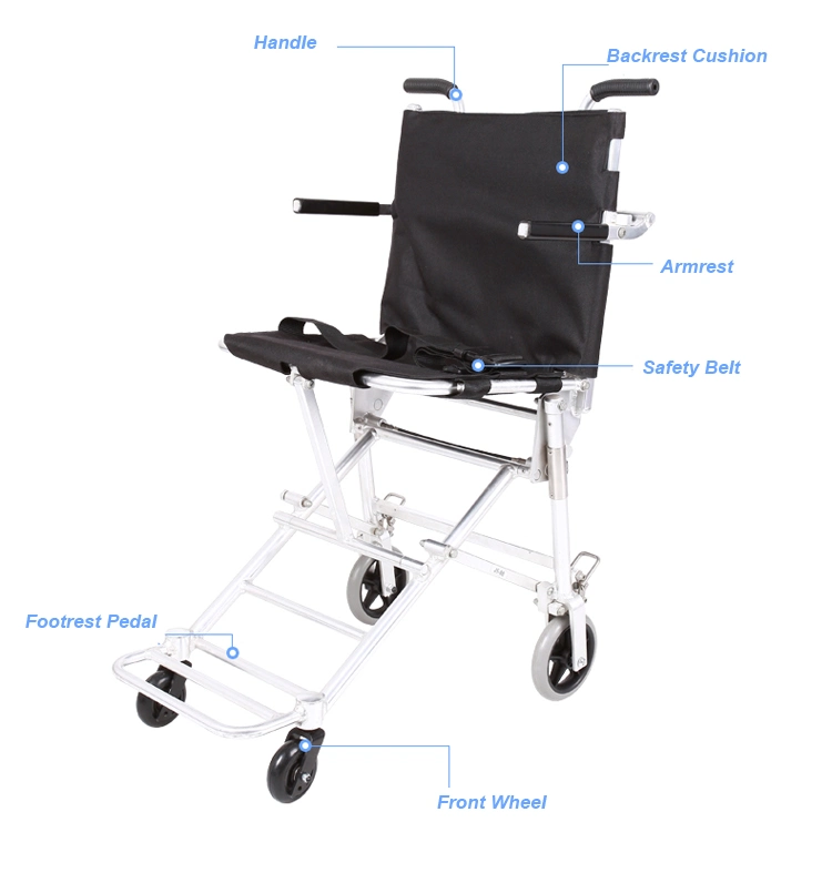 Transport Folding Lightweight Airplane Manual Wheelchair for Travelling