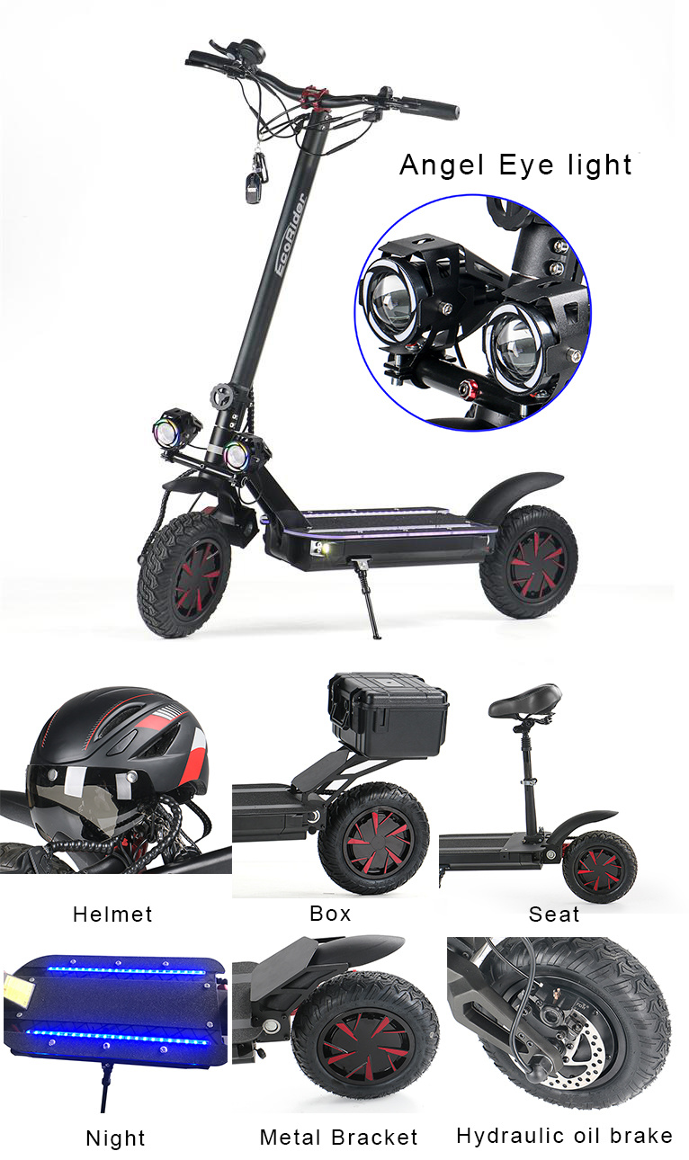 10 Inch Kick Electrico Scooters 3600W Dual Motor Electrical Scooter with Double Charging Port