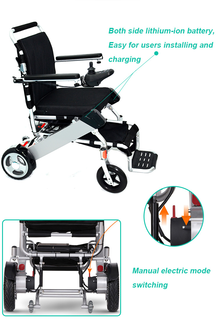 Foldable Brushless Motor Electric Wheelchairs FDA, Ce