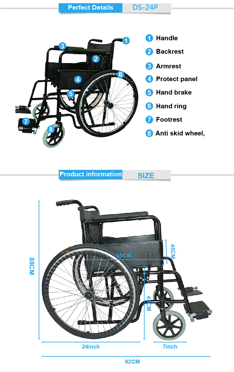 Folding Little Old Man Old Man Push Handicapped Scooter by Hand Manual Wheelchair