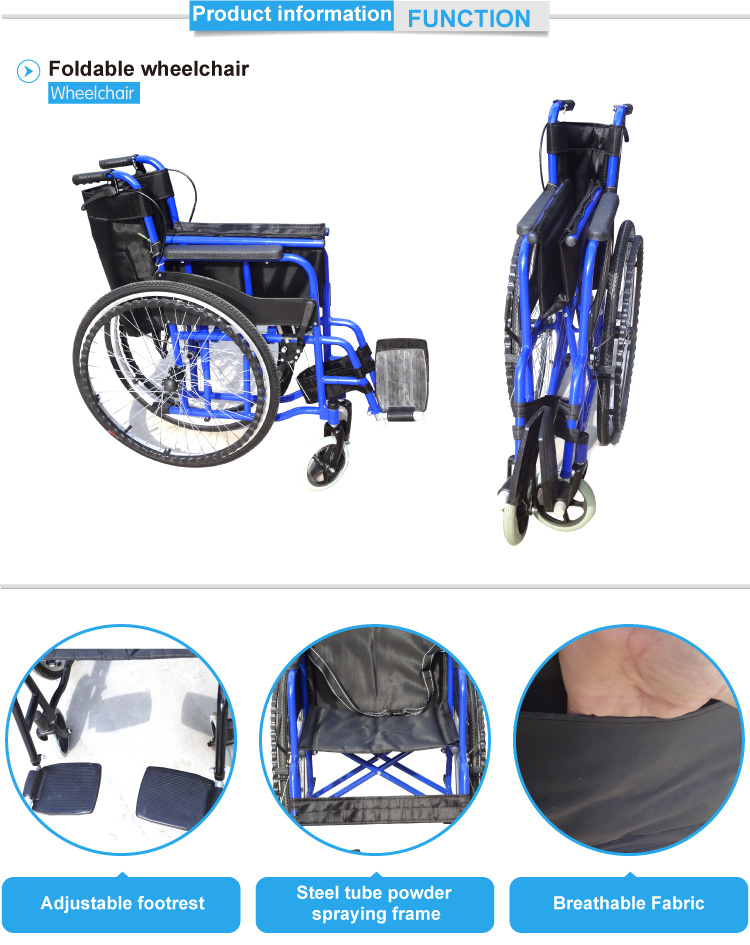 Factory Direct Selling Lightweight Manual Adjustable Wheelchair for Old Patient