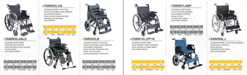 Lightweight Aluminum Handicapped Elderly Foldable Manual Wheelchair