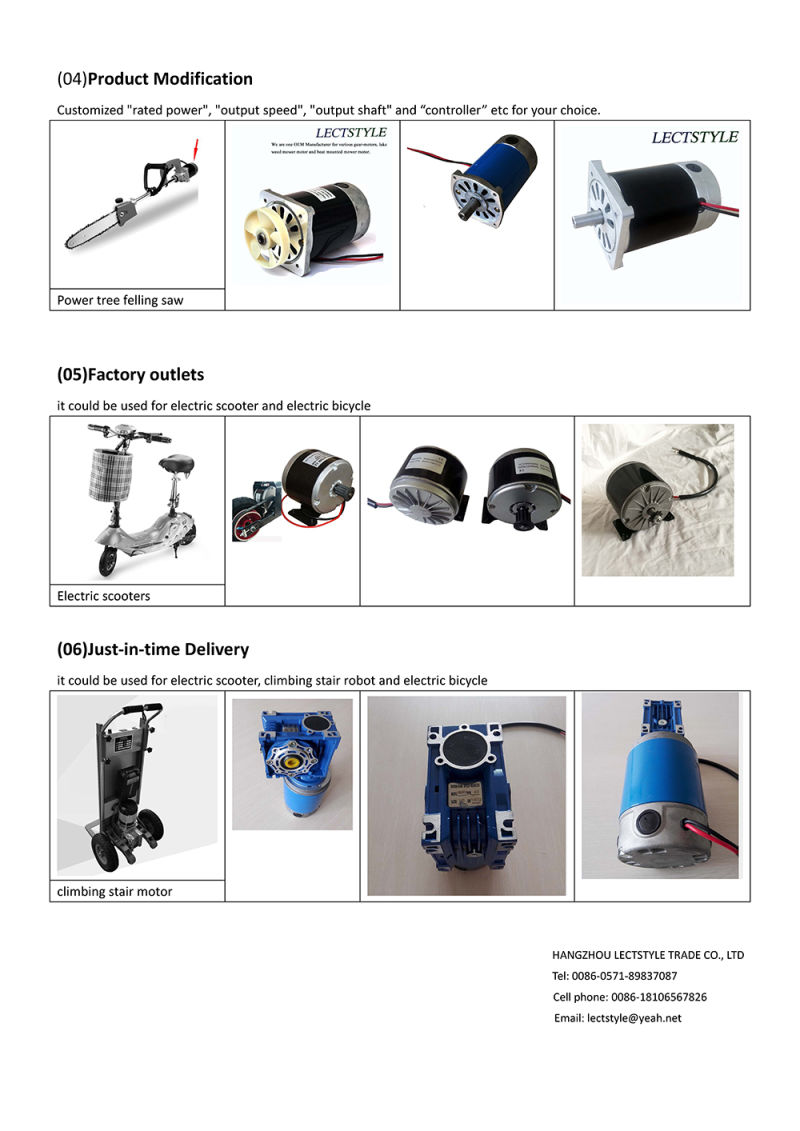 24V 500W DC Electrical Motor for Power Tools & Electric Bicycle