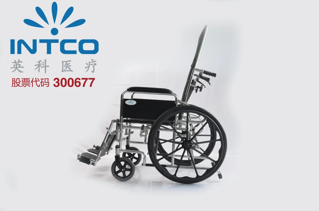 Steel High Back Disabled Reclining Foldable Wheelchair