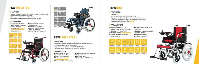 Topmedi Strong Loading Capacity Power Folding Electric Motor Wheelchair