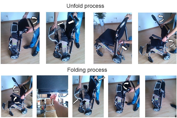 Lithium Battery Folding Aluminium Powered Wheelchair for Travel