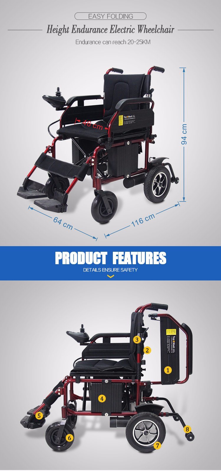Medical Equipment Small Wheel Drive Automatic Electric Power Wheelchair