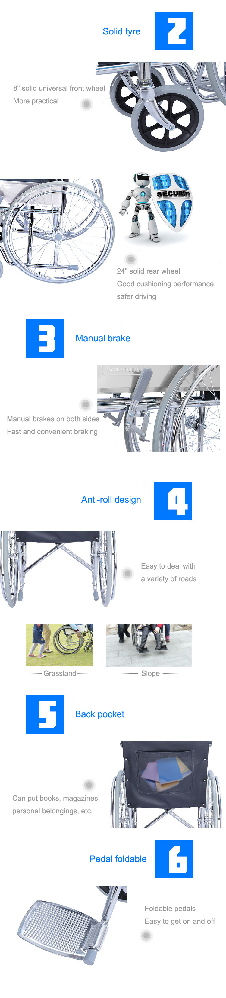 High Quality Aluminum Alloy Outside Activity Manual FDA Foldable Travel Wheelchair