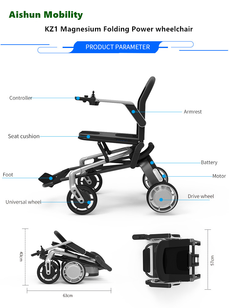 Light Portable Foldable Electric Power Wheelchair