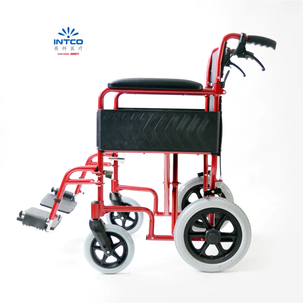 Medical Equipment Transport Aluminum Wheelchair with Backrest Half Folding