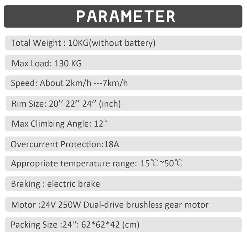 Greenpedel 36V 250W Motorized Electric Wheelchair Conversion Kit with Battery